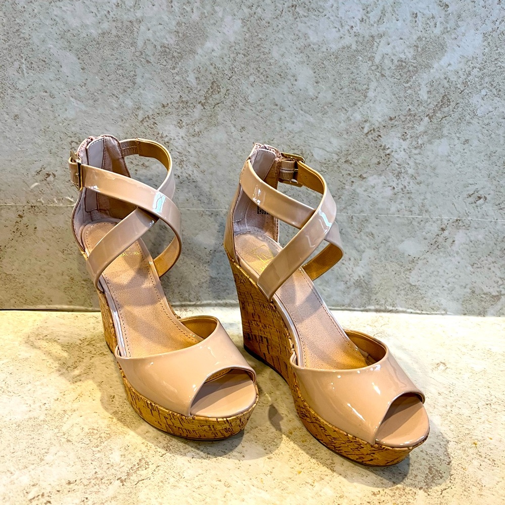Material Girl cream wedge shoe